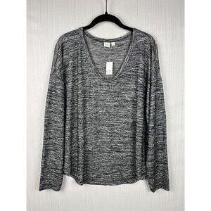 Gap Softspun V-Neck Dolman Long Sleeve Top Dark Gray Marl XL NWT